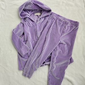 Monica + Andy 3t Purple Hooded Velour Tracksuit Hoodie Jacket Pants